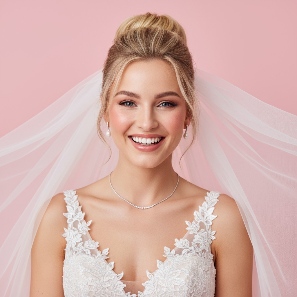 High Bun Wedding Hair With Veil Ideas